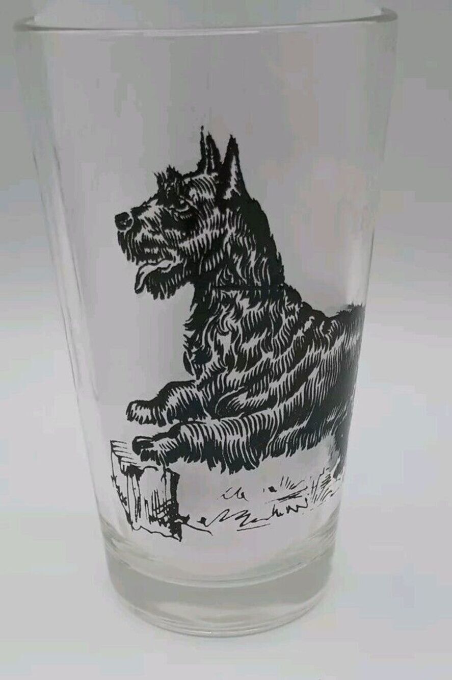 1960's Vintage Scottish Terrier 5" Tall Drinking Glass Highball Bar